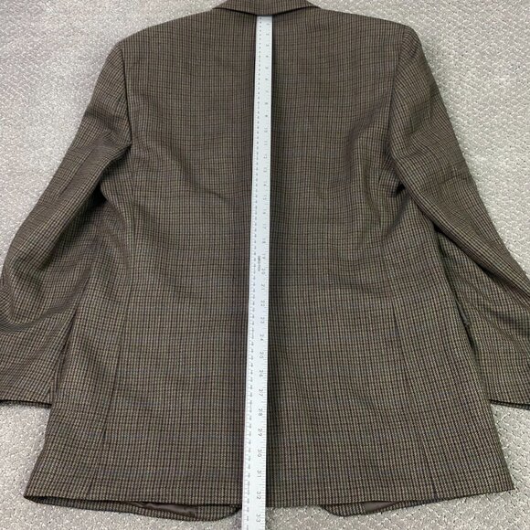 Lauren Ralph Lauren Houndstooth Blazer Sport Coat Mens 44L Brown Green Blue Wool - Picture 13 of 14